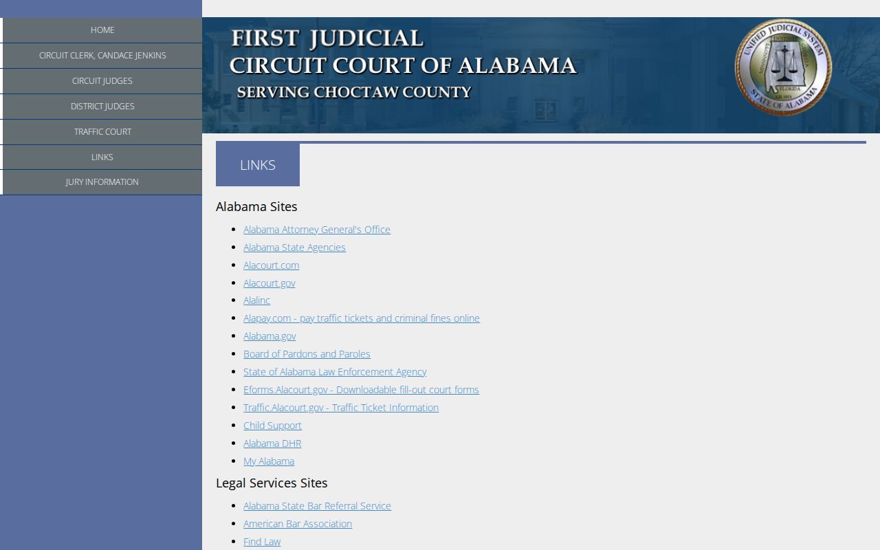 Choctaw County court dates and official court service links