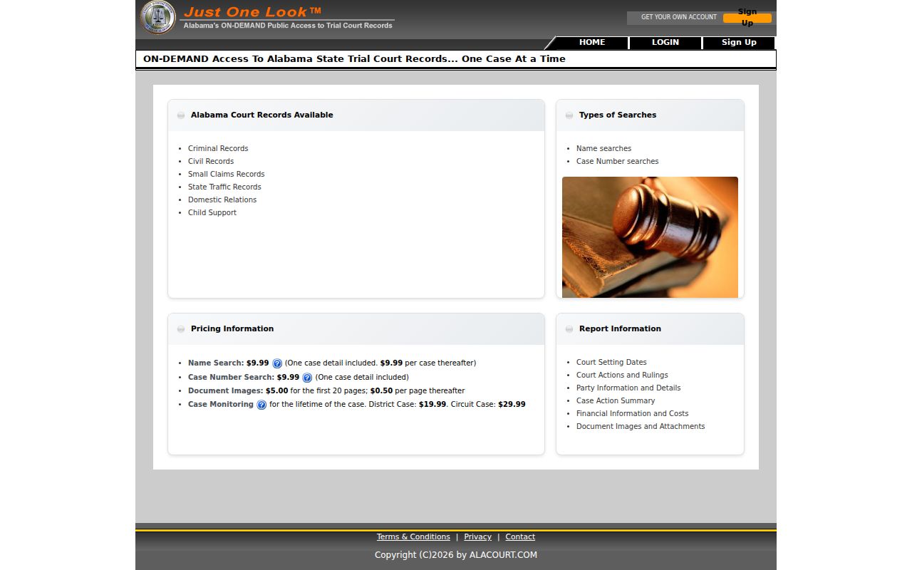 Choctaw County case lookup through the Just One Look interface