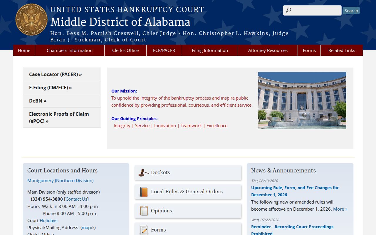 Gilbertown court record routing to the Middle District bankruptcy court