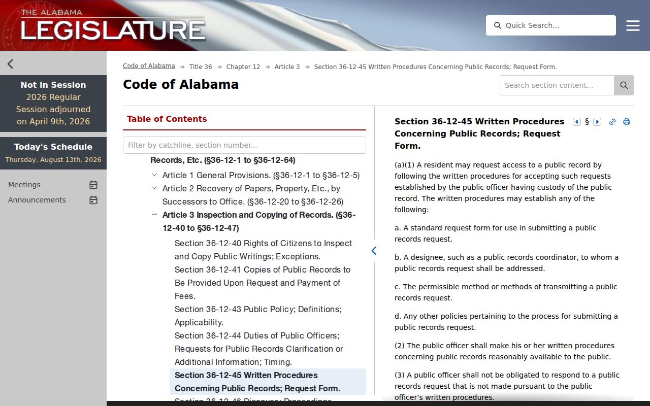 Silas court record procedures under Alabama public-record law
